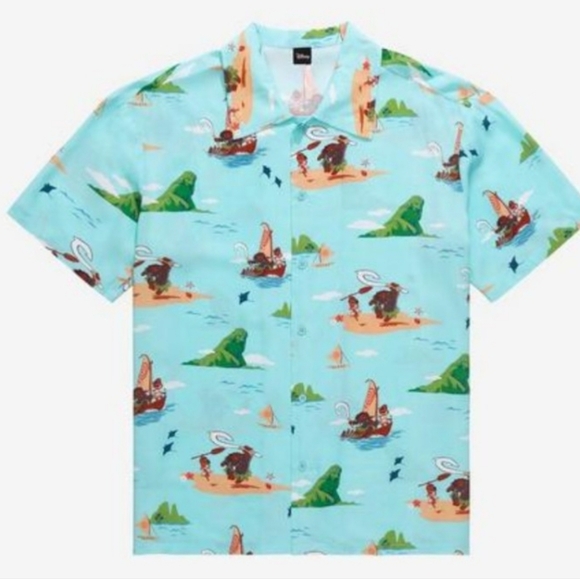 Our Universe Disney Moana Maui Scenic Island Woven Button-Up BoxLunch Exclusive - Picture 1 of 10